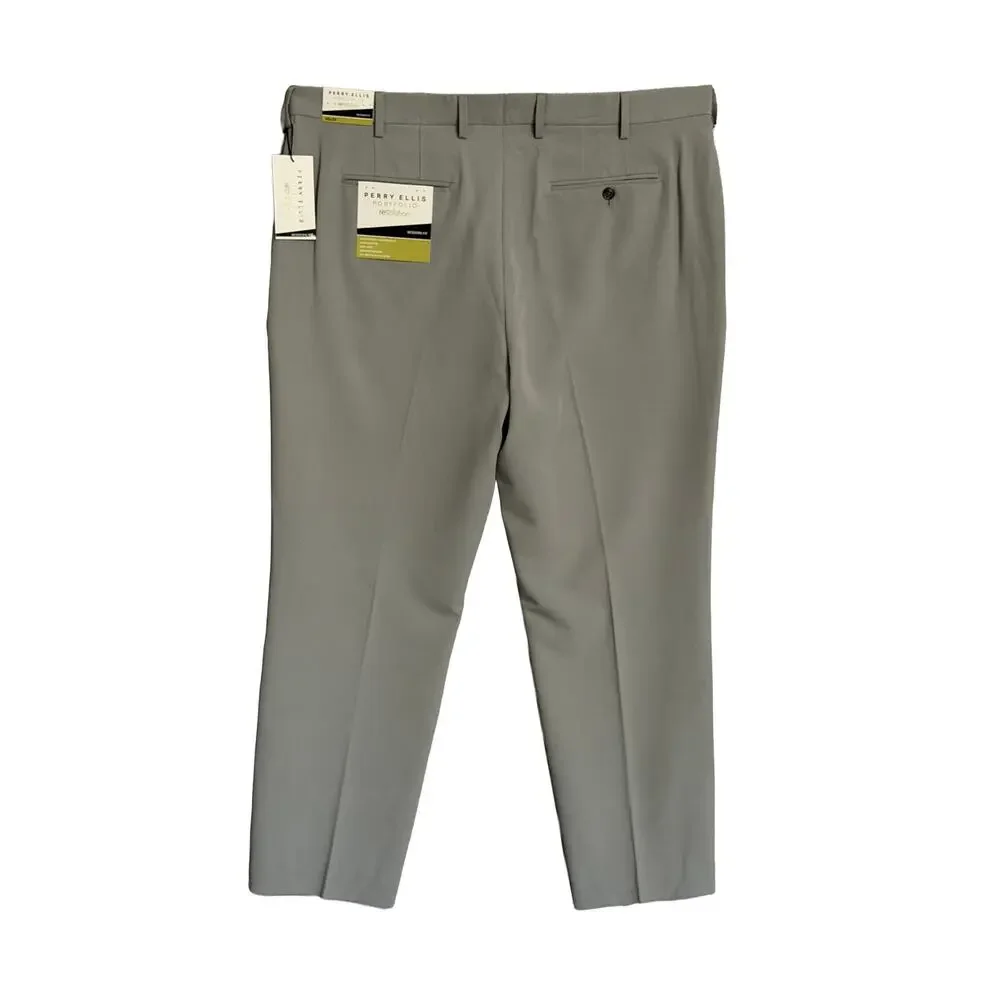 Perry Ellis Portfolio Pants Men's 40x30 Modern Fit Dress Pant Chiseled Stone NEW